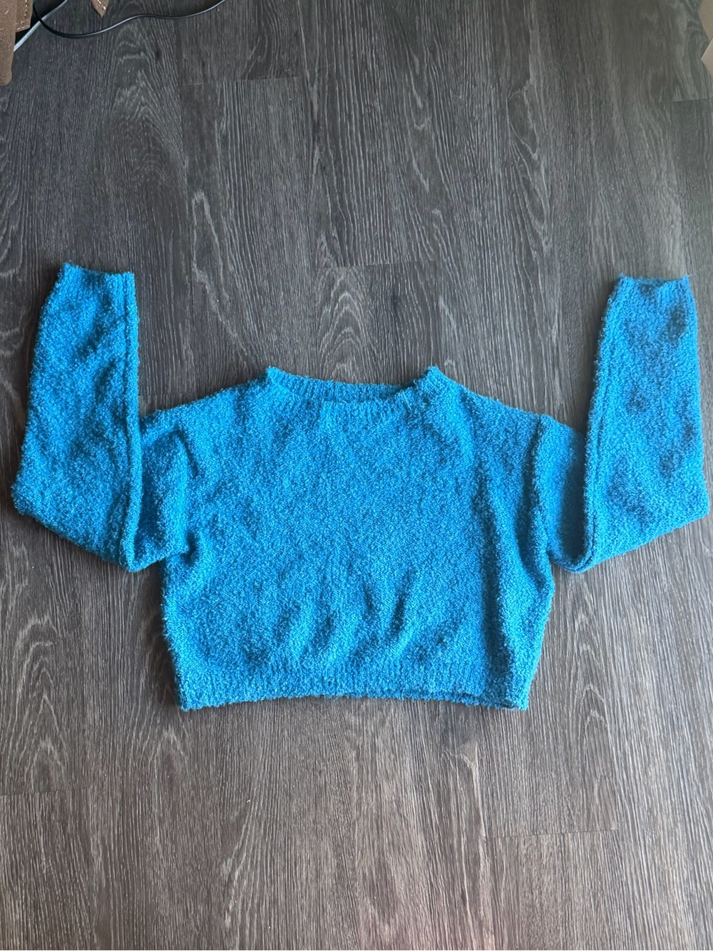 Princess Polly Teal Cropped Crew Neck Sweater